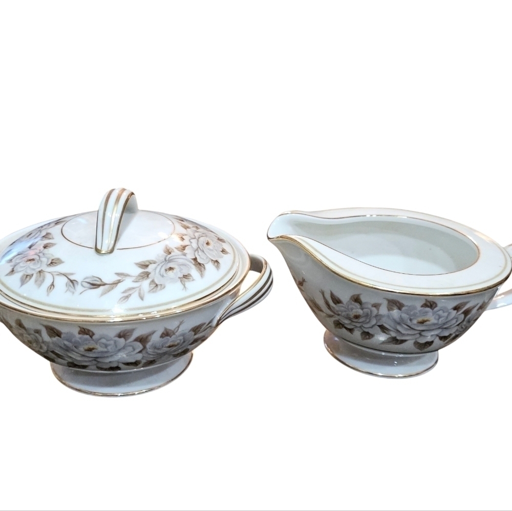 Vintage Noritake China Glenbrook Sugar with Lid and Creamer Set - Picture 5 of 11